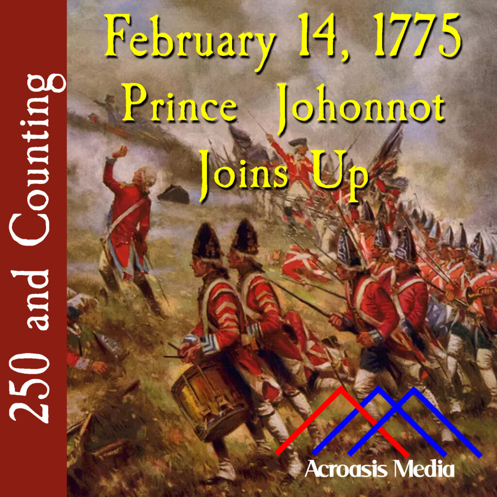 Cover art for February 14, 1775: Depiction by Percy Moran circa 1909 of British Grenadiers and Light Infantry scaling today's "Breed's Hill."