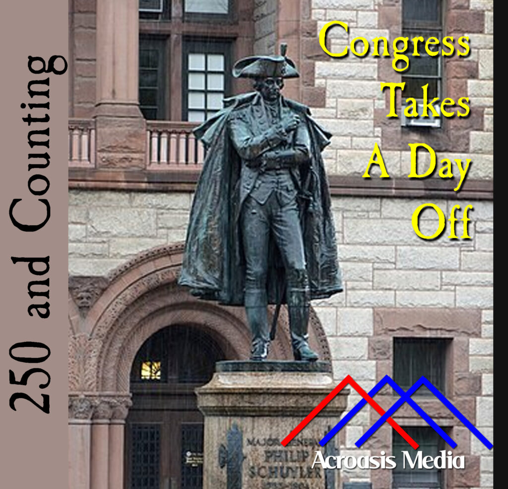 Cover art for October 10, 1775: Statue of Philip Schuyler in Albany. The statue was installed in 1925, but it was removed in 2023 because of his unfortunate association with slavery.