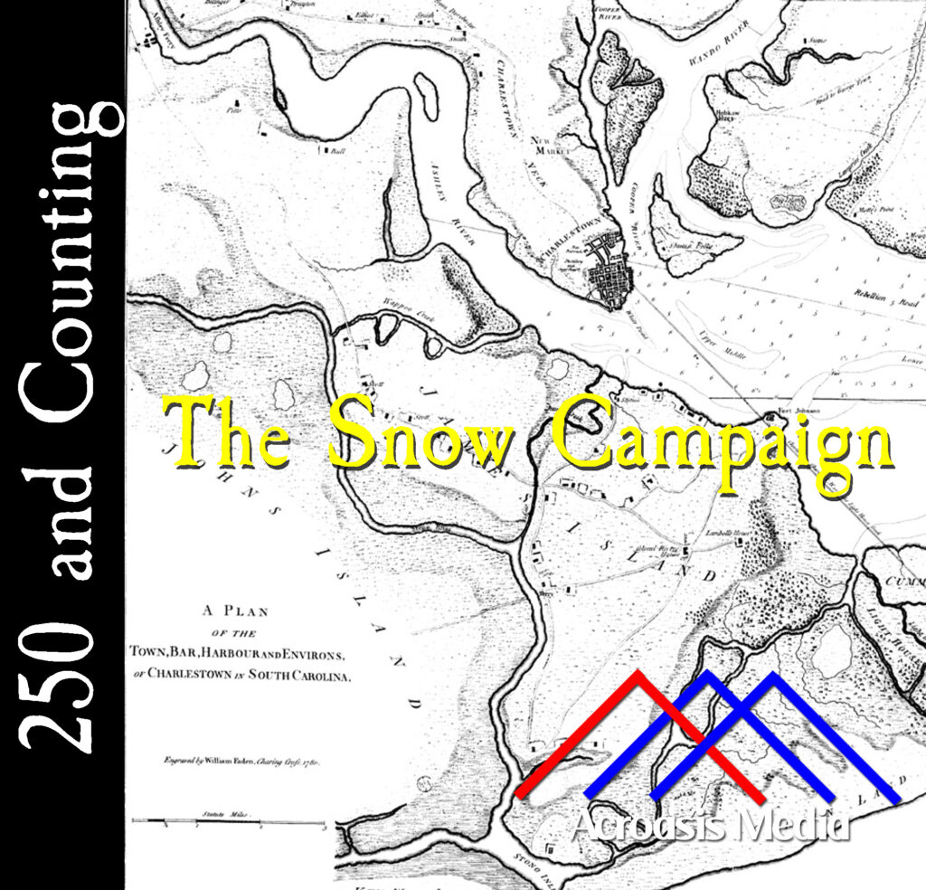 Cover art for December 23, 1775: a 1775 map of Charleston and surrounding areas, owned by Henry Laurens. Charleston is the small dark patch above the first 'a' in "Campaign".