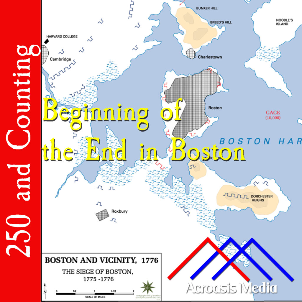 Cover art for March 4, 1776: A map of the Boston area during the siege. from the History Department at the US Military Academy.