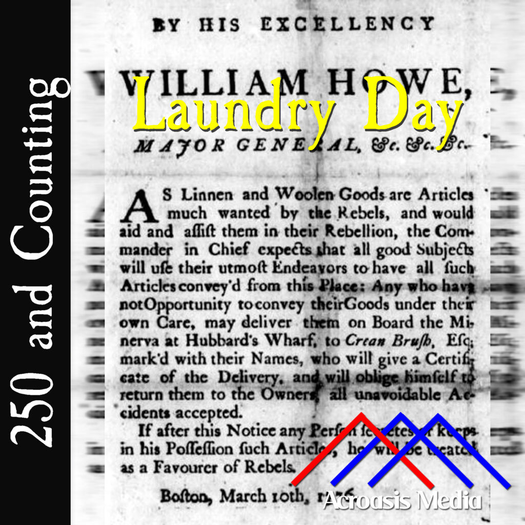 Cover art for March 10, 1776: General Howe's proclamation regarding the collection of linen by Crean Brush. Via National Archives.