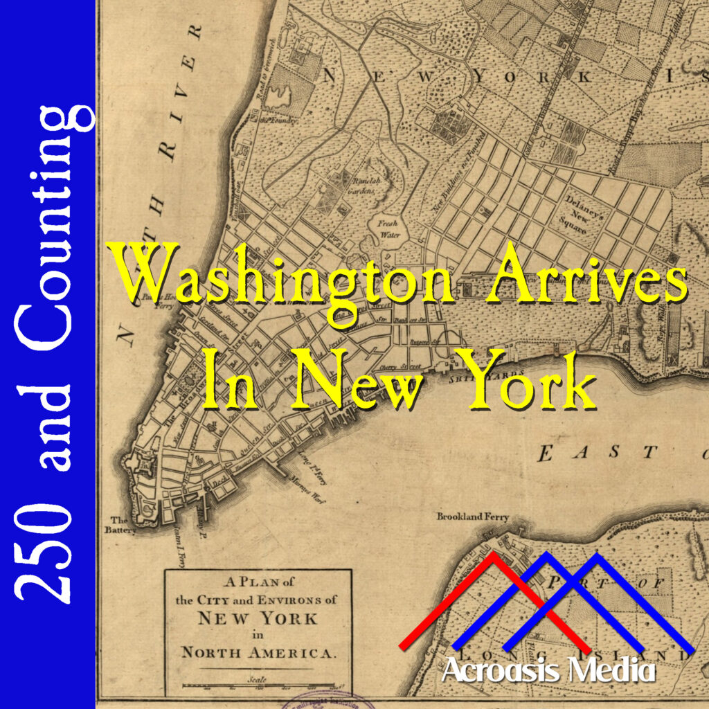 Cover art for April 13, 1776: a 1776 map of New York City and the immediate area (detail). Fort Stirling would be just above the "A" in "Acroasis"; Fort Defiance is off the edge of the map to the south. via Library of Congress.