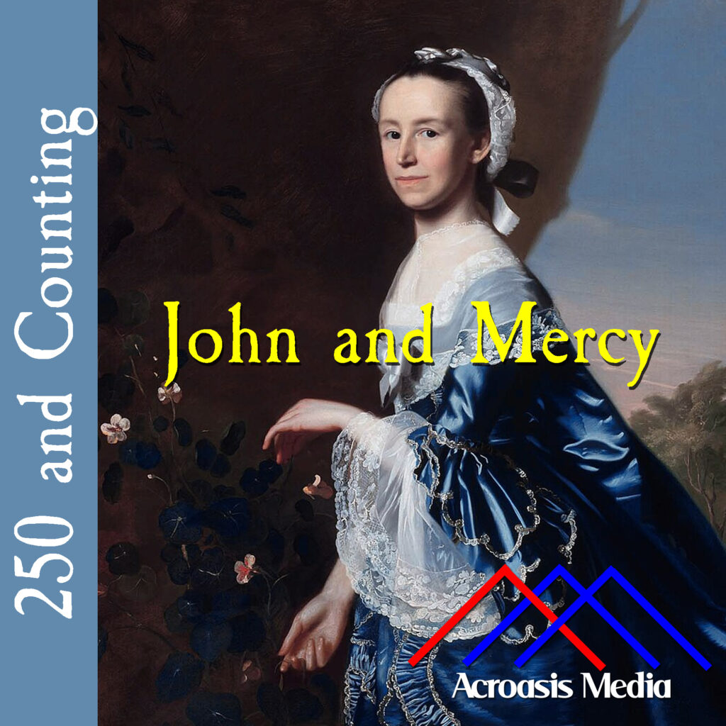 Cover art for April 16, 1776: portrait of Mercy Otis Warren by John Singleton Copley, ca 1763. via Museum of Fine Arts in Boston.