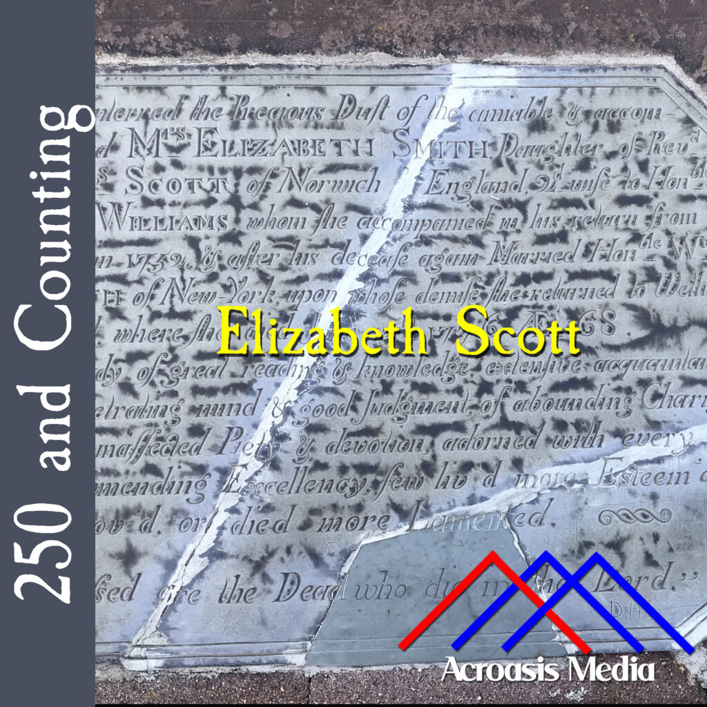 Cover art for June 13, 1776: the tablet inset in the gravestone table for Elizabeth Scott Williams Smith.