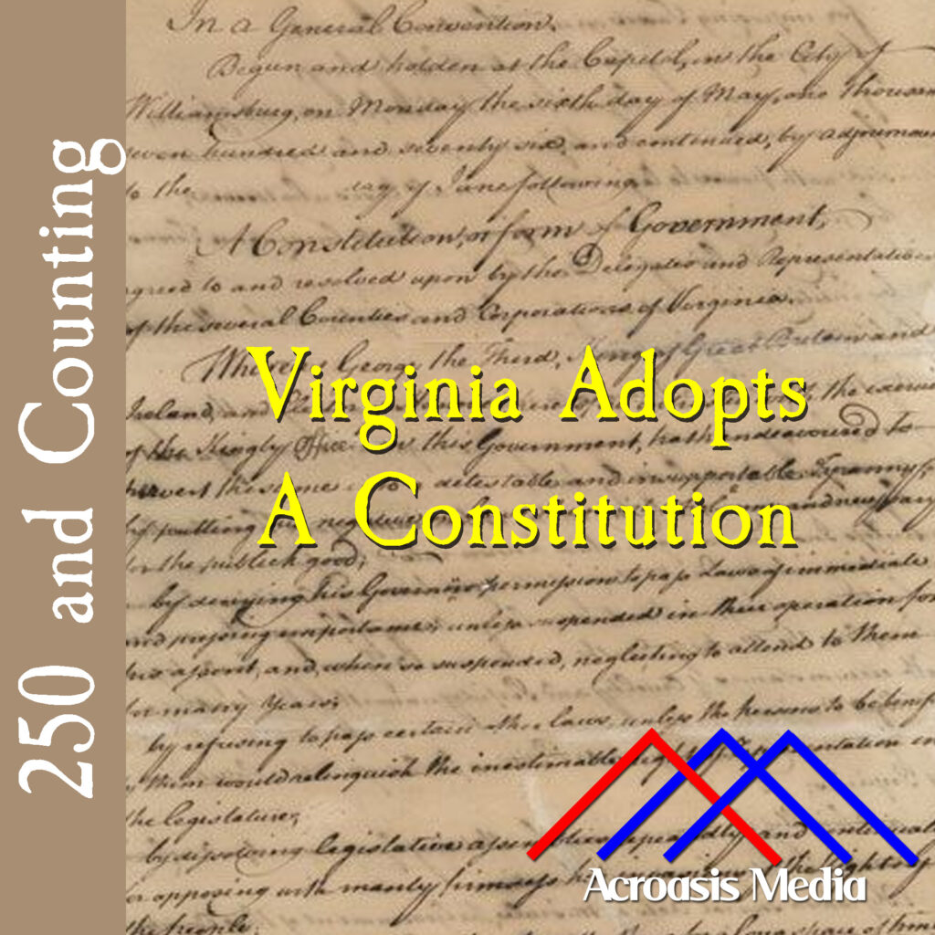 Cover art for June 29, 1776: a page from the original Virginia Constitution.