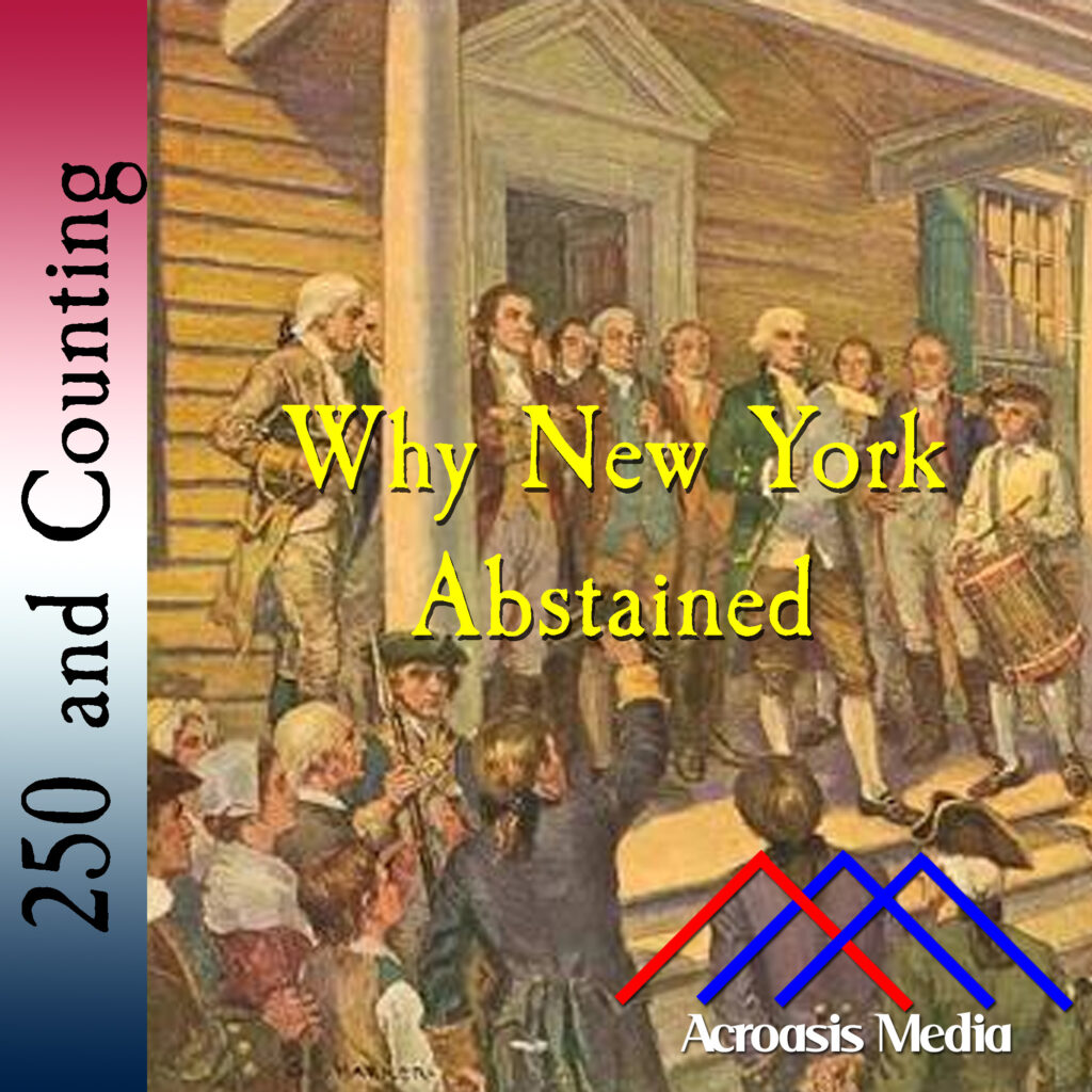 Cover art for July 3, 1776: "The Birth of the State of New York" by George A. Harker, ca. 1915. Print via Westchester County Historical Society; the original is in a private collection.