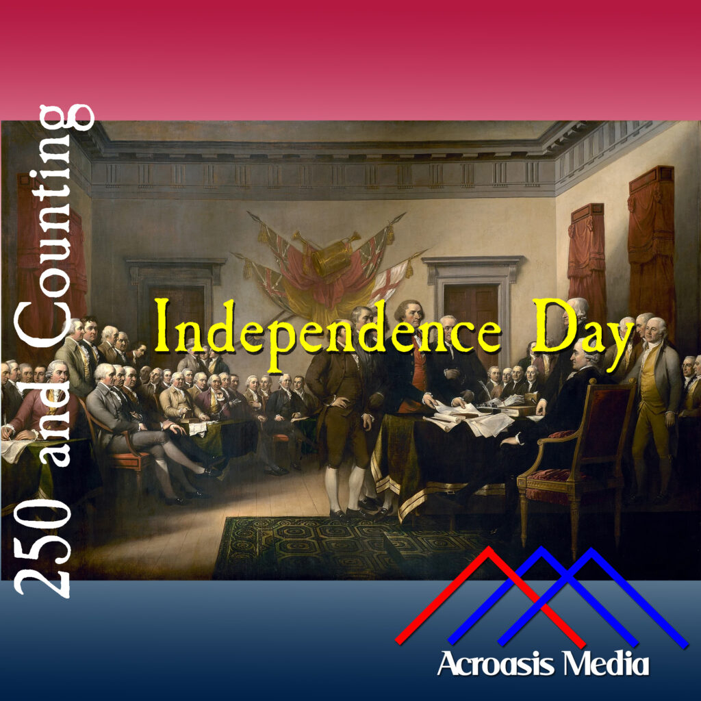 Cover art for July 4, 1776: Declaration of Independence, depicting the five-man drafting committee of the Declaration of Independence presenting their work to the Congress. Painted by John Trumbull in 1819. The original hangs in the US Capitol Rotunda.