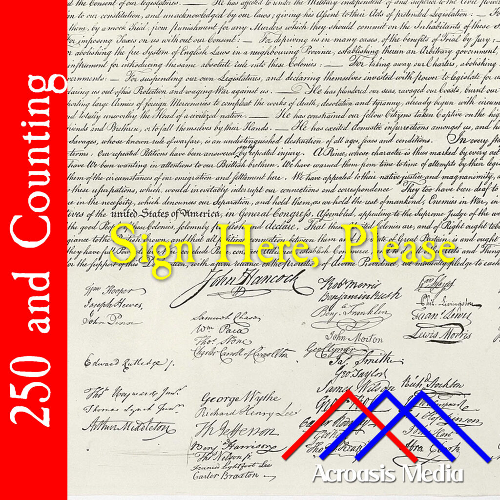 Cover art for August 2, 1776: an 1823 facsimile of Timothy Matlack's engrossed copy of the Declaration.