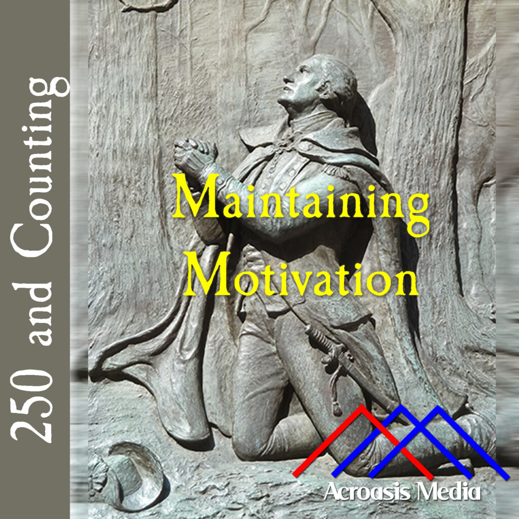 Cover art for August 11, 1776: "George Washington In Prayer at Valley Forge," bronze relief by James Edward Kelly, 1904. This can be seen at the front of Federal Hall in New York City.