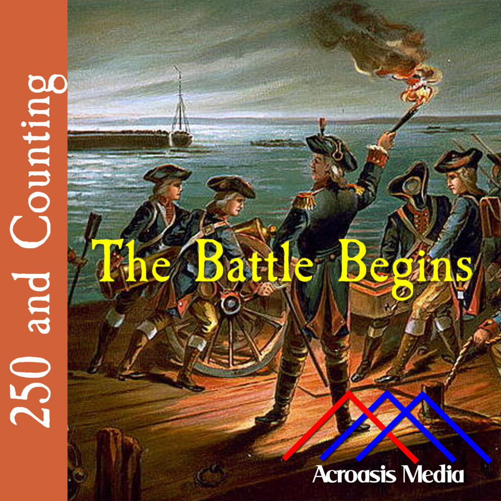 Cover art for August 20, 1776: Artillery Retreat from Long Island, chromolithograph by The Werner Company, 1899. via Library of Congress.