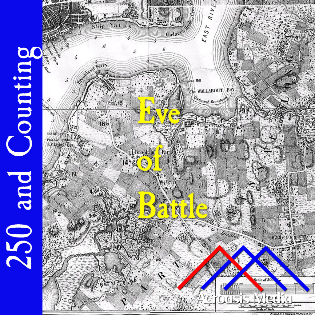Cover art for August 26, 1776: A map of Brooklyn by Bernard Ratzer, ca. 1766-67. The Guan Heights are marked as ovals at center right.