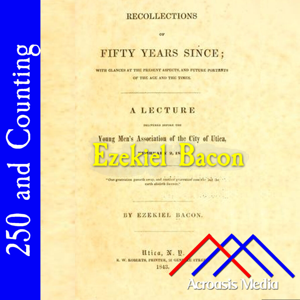 Cover art for September 1, 1776: the cover of a printed lecture by Ezekiel Bacon about America's first fifty years,, first published in 1843. via Open Library.